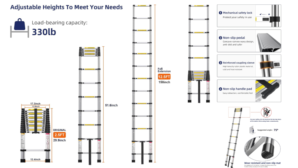 MGENLONG's 12.5FT Telescoping Ladder_Image