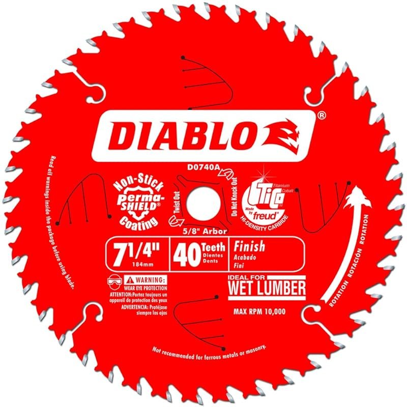 Diablo 7-1/4" 40T finish saw blade for wood, smooth crosscuts in hardw