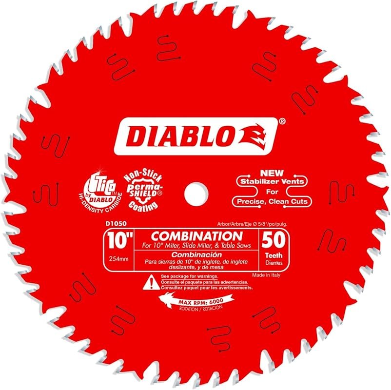 Diablo by Freud D1050X 10-Inch 50-Tooth ATB Combo Saw Blade, 5/8" Arbo