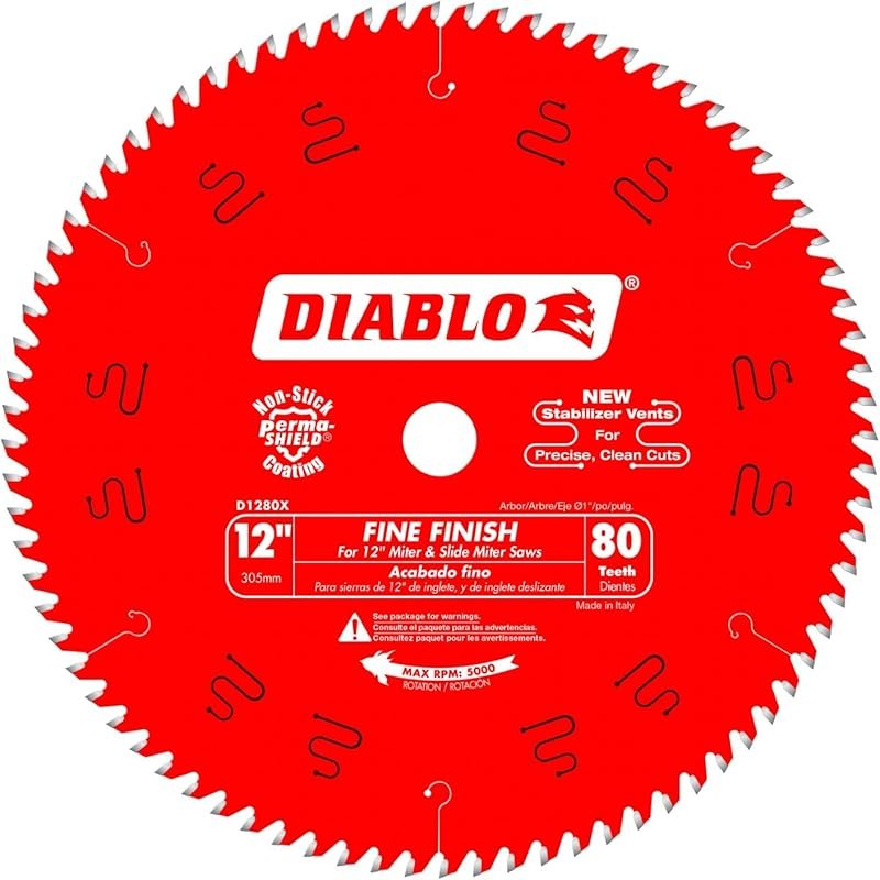 Diablo D1280X 12-Inch 80-Tooth Fine Finish Wood Saw Blade, Smooth Cros