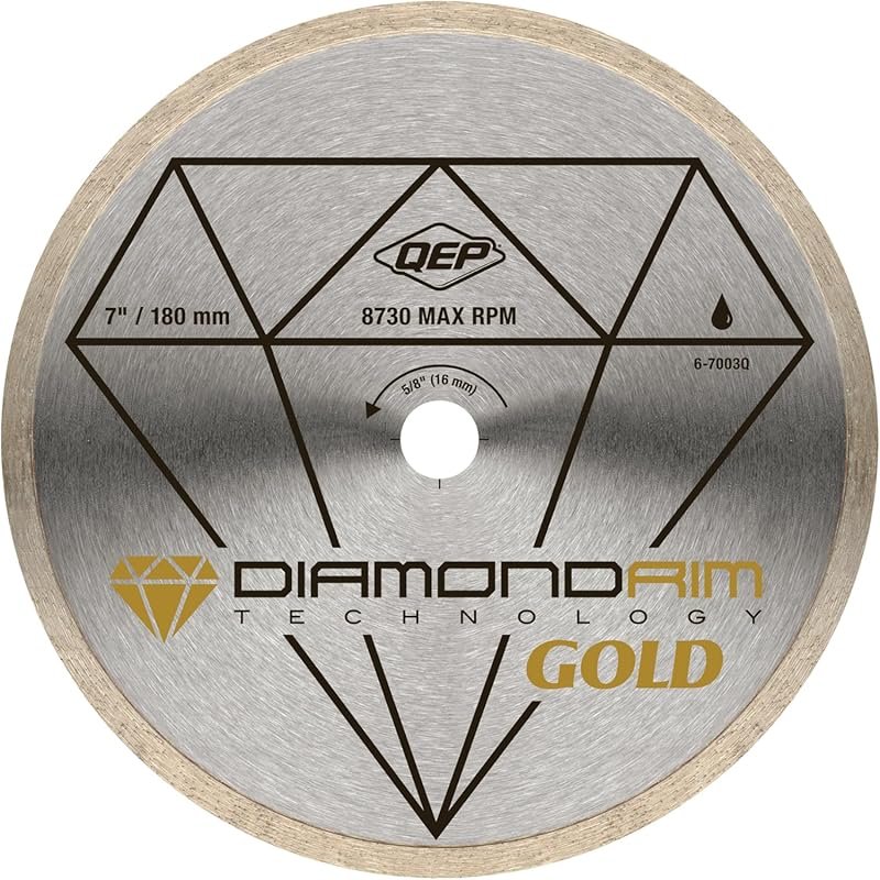 QEP 7" Continuous Rim Premium Diamond Blade, Wet or Dry Cutting Cerami