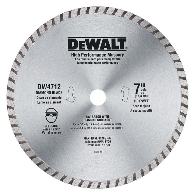 DEWALT 7" High-Performance Diamond Blade for Masonry, Long-Lasting Cut