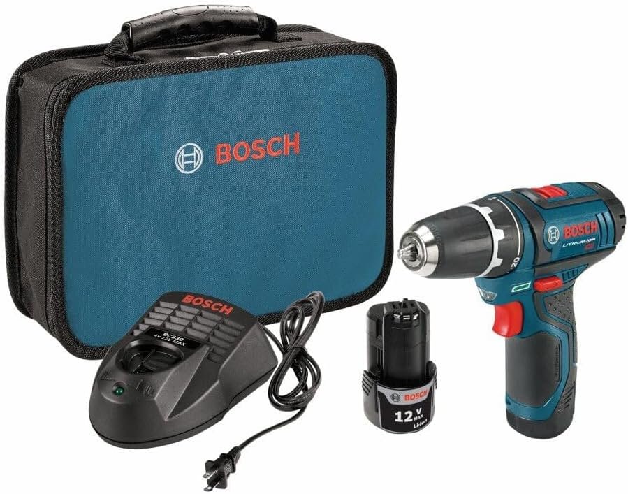 BOSCH PS31-2A 12V Max 3/8 Inch Drill/Driver Kit with Two 2 Ah Batterie
