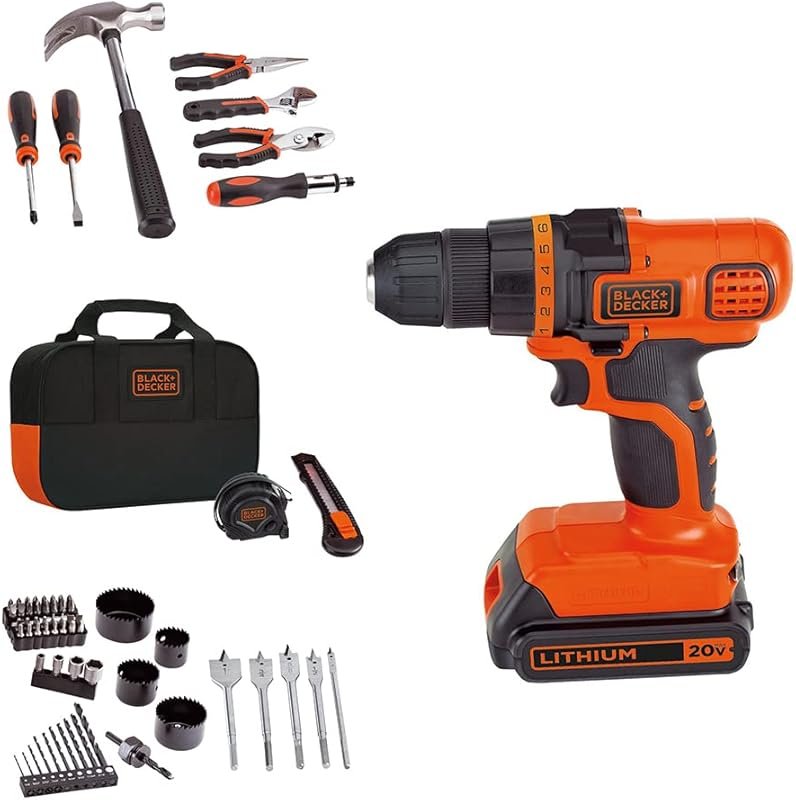 BLACK+DECKER 20V MAX 68-Piece Cordless Drill and Tool Project Kit with