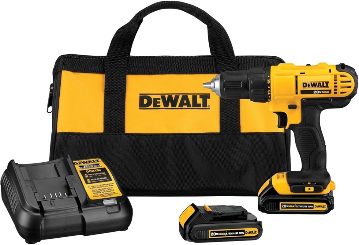 DEWALT 20V Max Cordless Drill Driver Set with 2-Speed Motor, Includes 