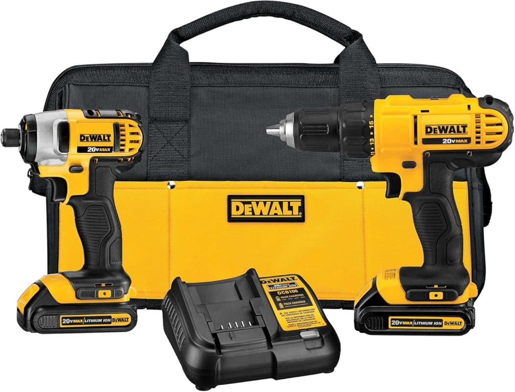 DEWALT 20V MAX Drill and Impact Driver Combo Kit with Batteries, Charg