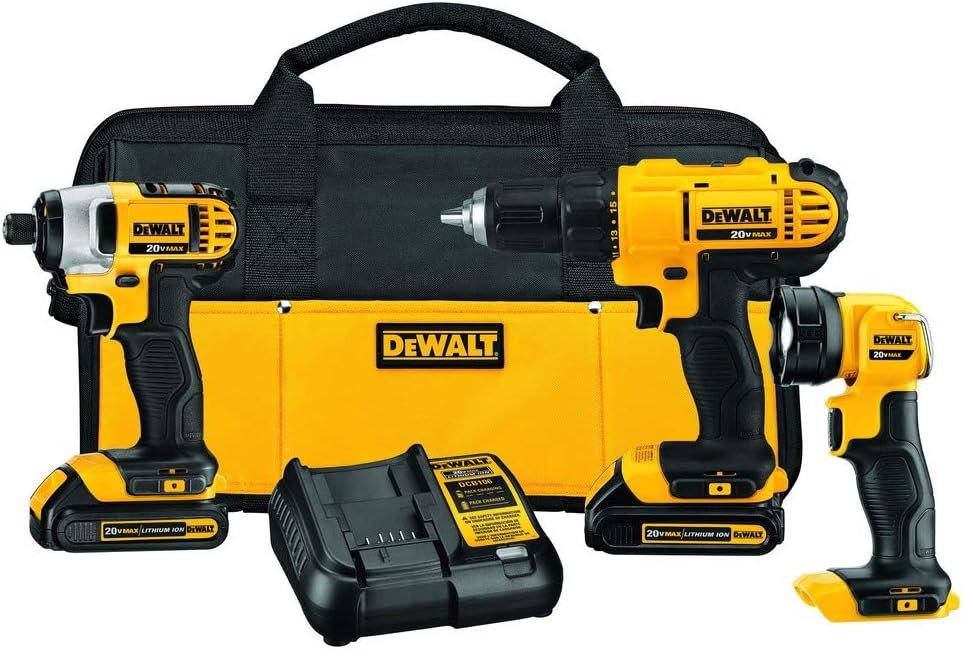 DEWALT 20V MAX Cordless Drill, Impact Driver, and LED Work Light Combo