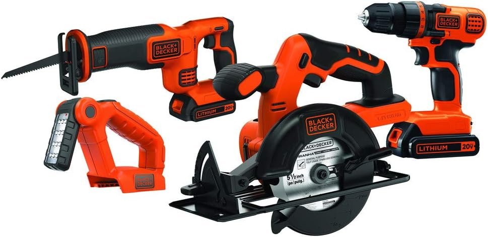 BLACK+DECKER 20V MAX Power Tool Combo Kit with 4 Tools, 2 Batteries, a
