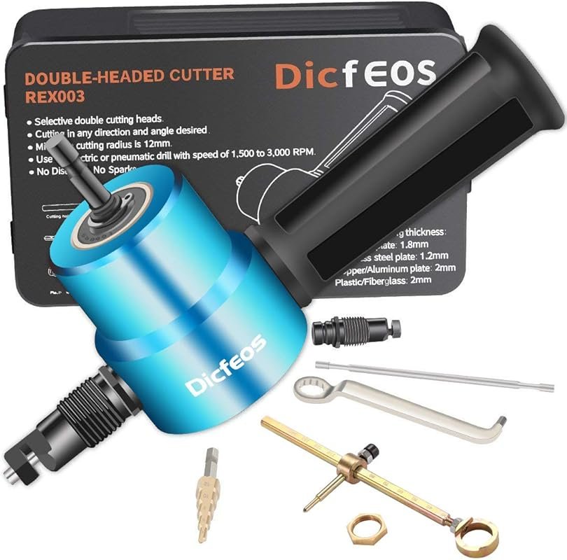 Dicfeos Double Head Metal Sheet Nibbler: Includes Circle Cutting Acces