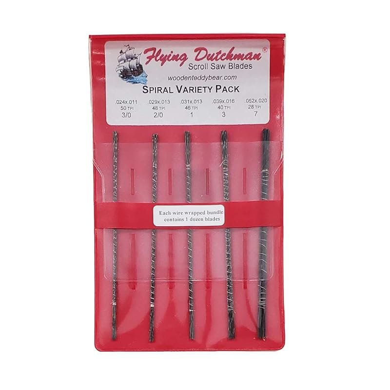 Flying Dutchman Spiral Pinless Scroll Saw Blades, Five Dozen Mixed Var