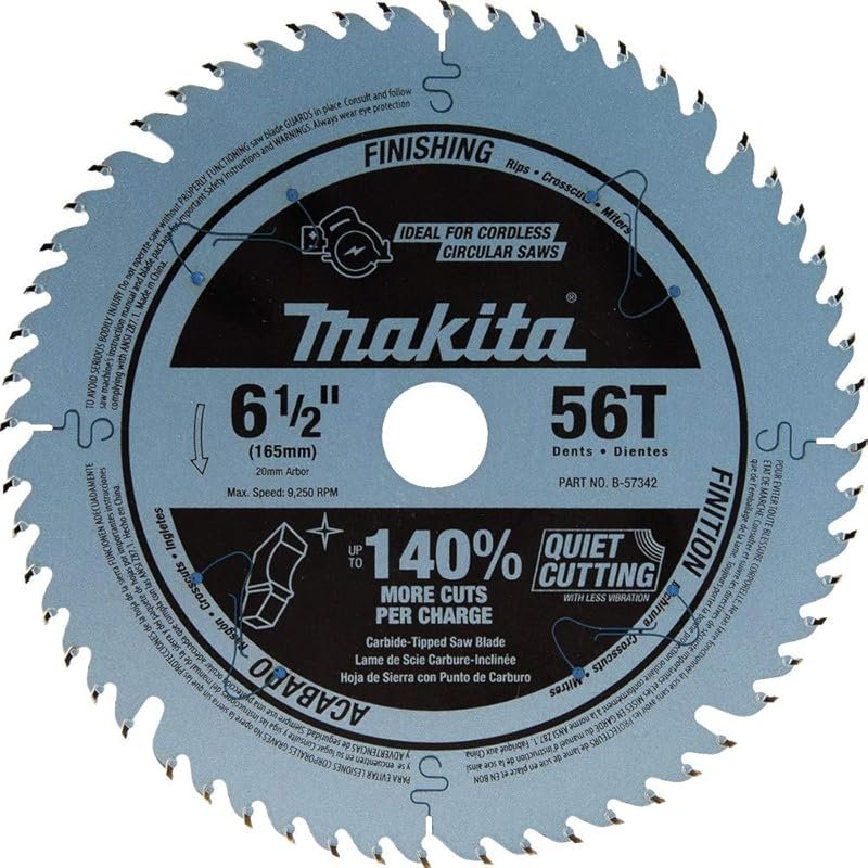 Makita B-57342 6-1/2" 56T Carbide-Tipped Cordless Plunge Track Saw Bla
