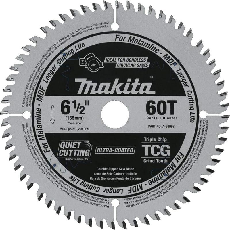 Makita A-99998 6-1/2" 60T TCG Carbide-Tipped Cordless Plunge Track Saw