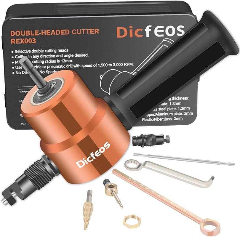 Dicfeos Double Head Sheet Metal Cutter: Nibbler Drill for Straight, Cu