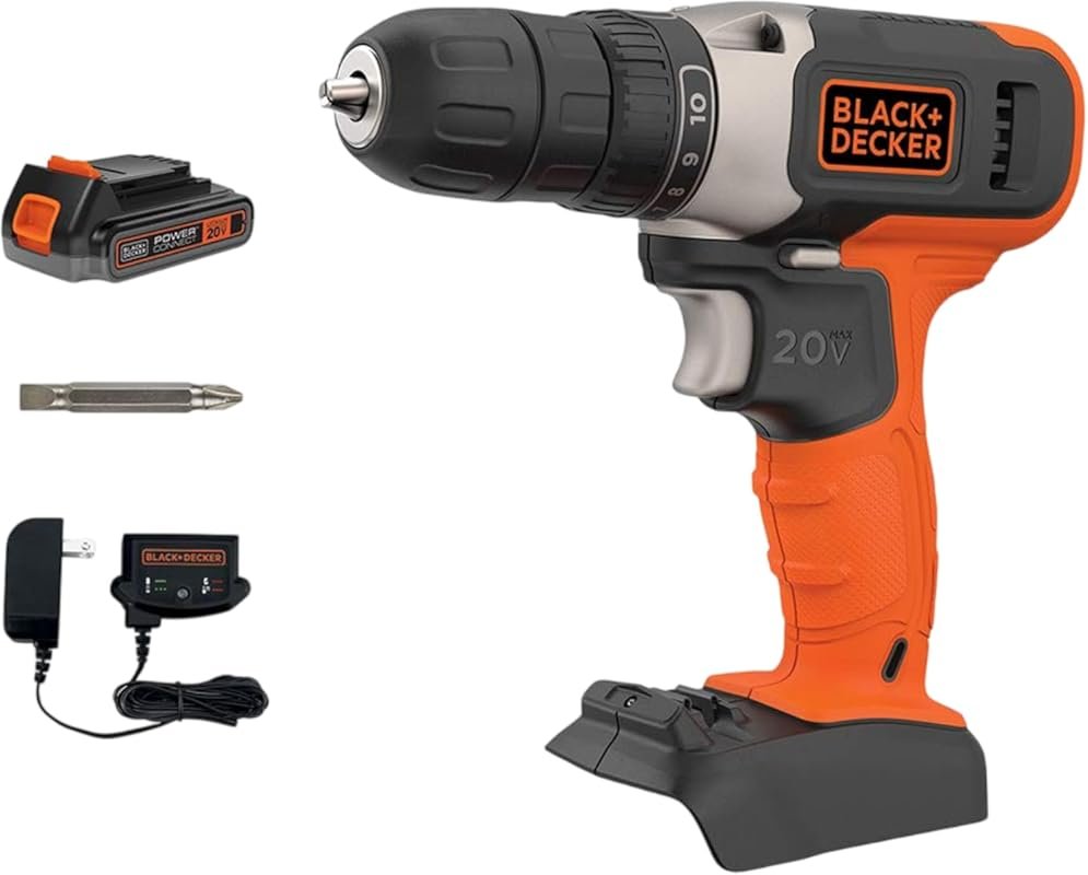 BLACK+DECKER 20V MAX Cordless Drill Kit - Includes Battery, Charger, a