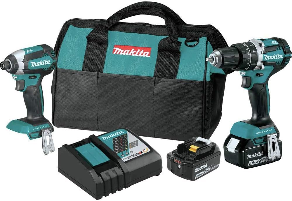 Makita 18V LXT Brushless Cordless 2-Piece Combo Kit with 5.0Ah Batteri