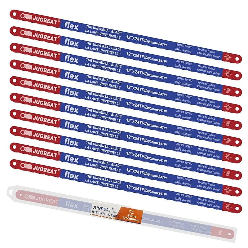 10-Pack 12" High-Speed Hacksaw Replacement Blades, 24 TPI Carbon Steel
