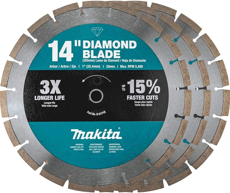 Makita 14" Diamond Blade 3-Pack, Segmented General Purpose Cutting for