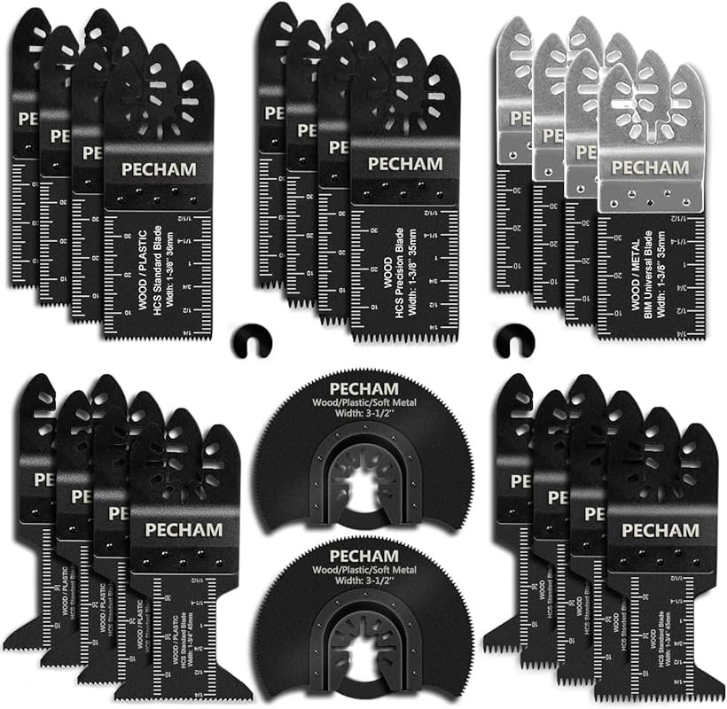 PECHAM 24PCS universal oscillating saw blades for wood and metal, quic