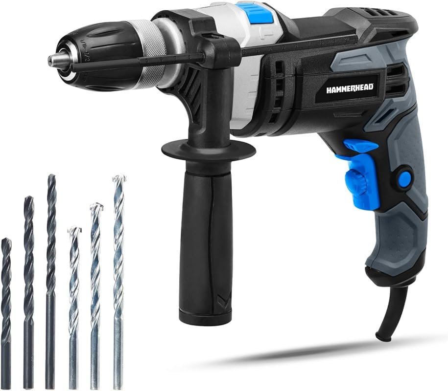 Hammerhead 7.5-Amp 1/2 Inch Variable Speed Hammer Drill with 6-Piece B