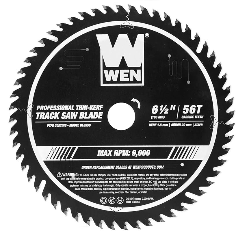 WEN BL6556 6.5" 56-Tooth Carbide-Tipped Thin-Kerf ATAFR Track Saw Blad