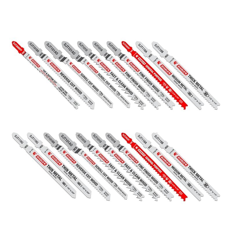 Diablo 20-Piece Jig Saw Blade Set for Fast, Clean Cuts in Wood, Metal 