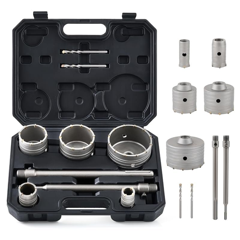 ZELCAN Hole Saw Kit for SDS Plus Hammer Drills for AC Exhaust Tubing a