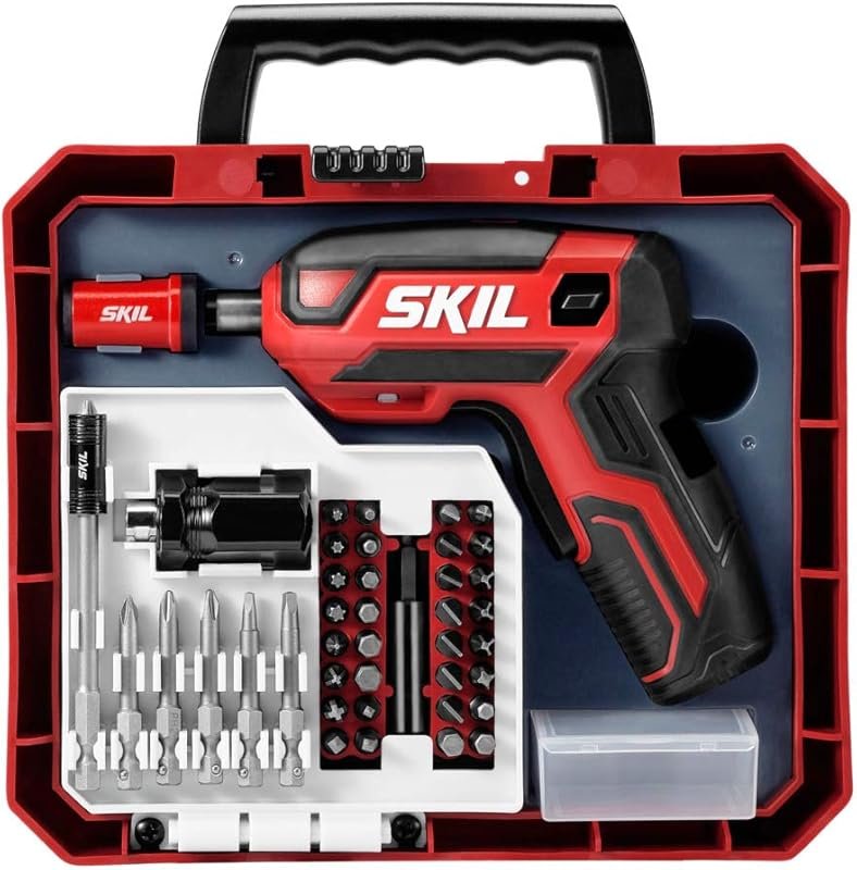 SKIL 4V Cordless Pistol Grip Screwdriver: 42 Bits, USB Charger, Carryi