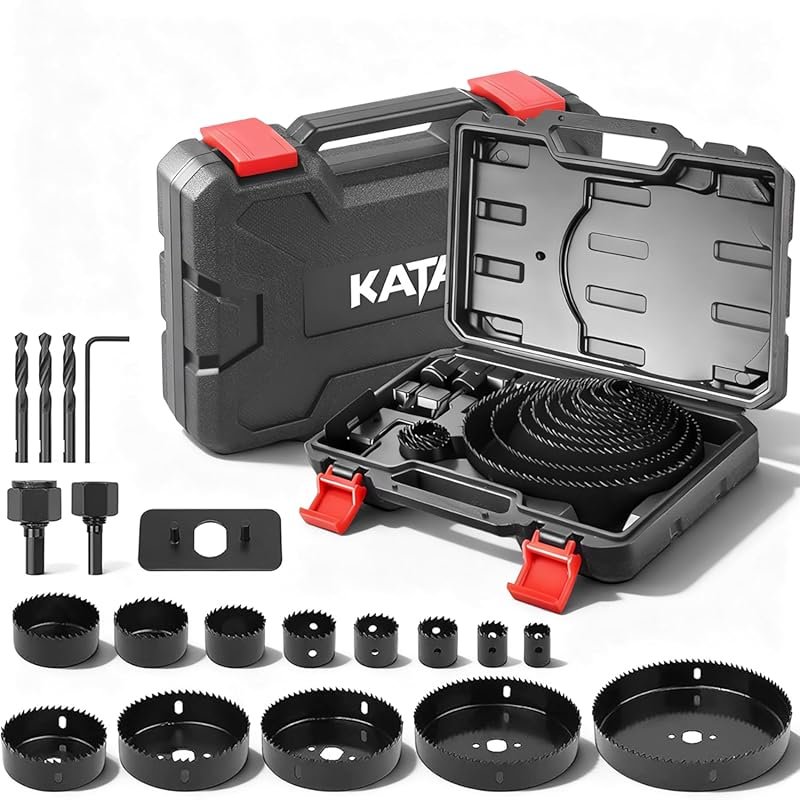 KATA 20-piece hole saw kit, 3/4"-6" blades, mandrels, storage case for