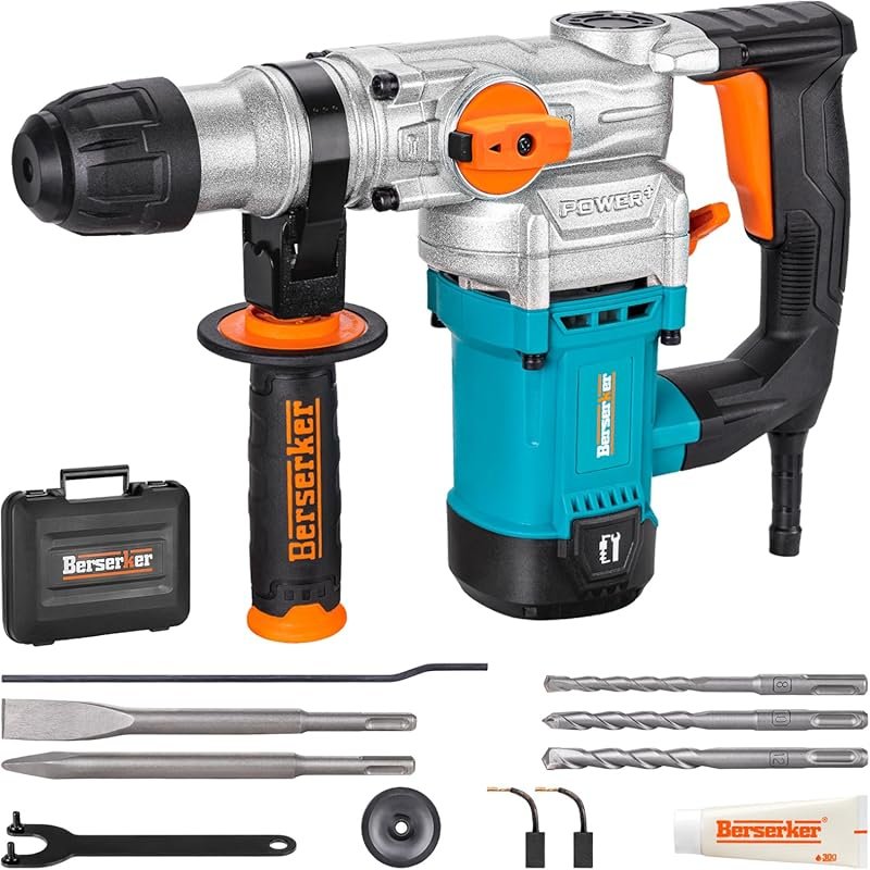 Berserker 1-1/8 Inch 9 Amp SDS-Plus Corded Rotary Hammer Drill with Sa