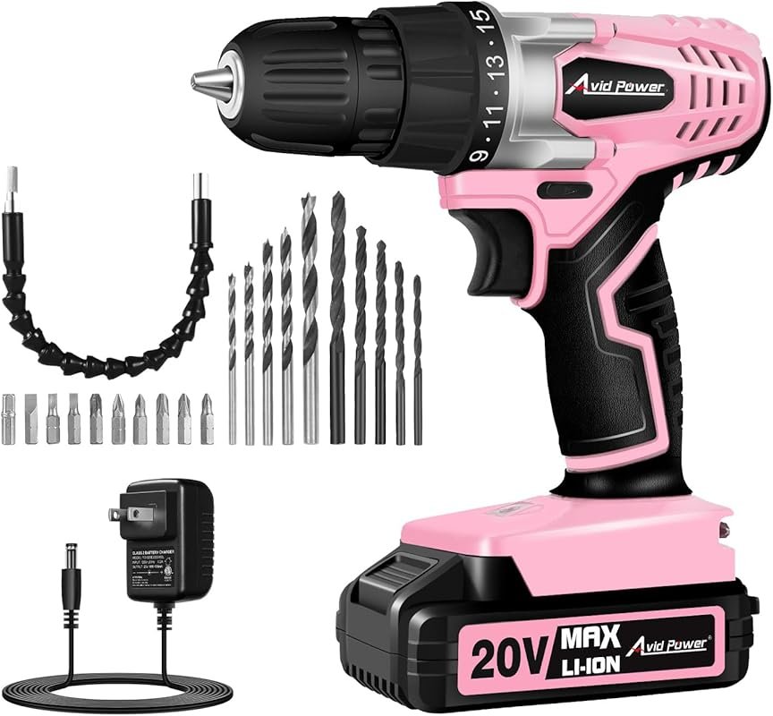 AVID POWER 20V MAX Lithium-Ion Cordless Drill Set with Battery, Charge