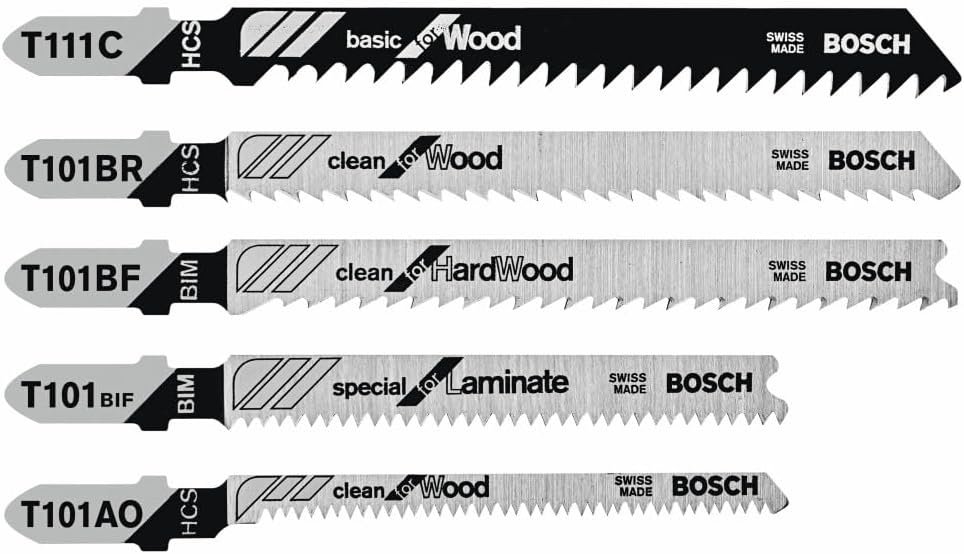 Bosch TPW005 5-Piece T-Shank Jigsaw Blade Set