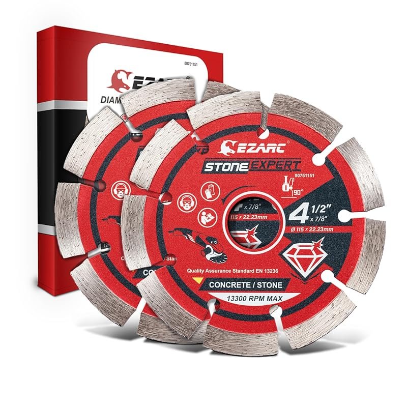 EZARC 4-1/2" Segmented Diamond Blade 2-Pack, Stone Master Cutting Whee