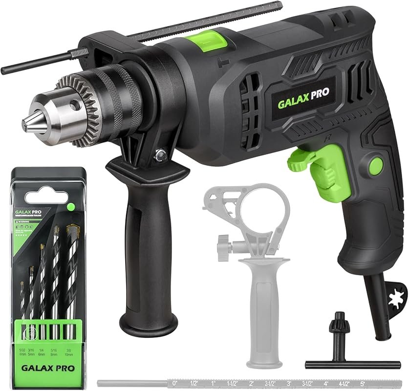 GALAX PRO 4.5Amp Corded Hammer Drill with 1/2 Inch Keyed Metal Chuck a