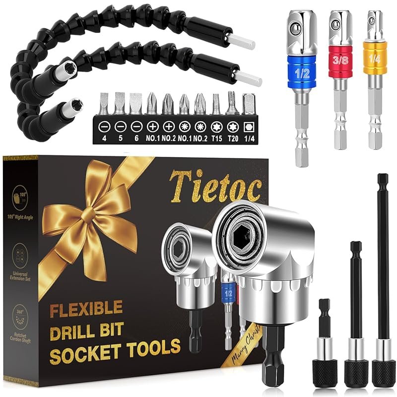Tietoc 19-Piece Flexible Drill Bit Extension Set, Perfect Gift for Dad