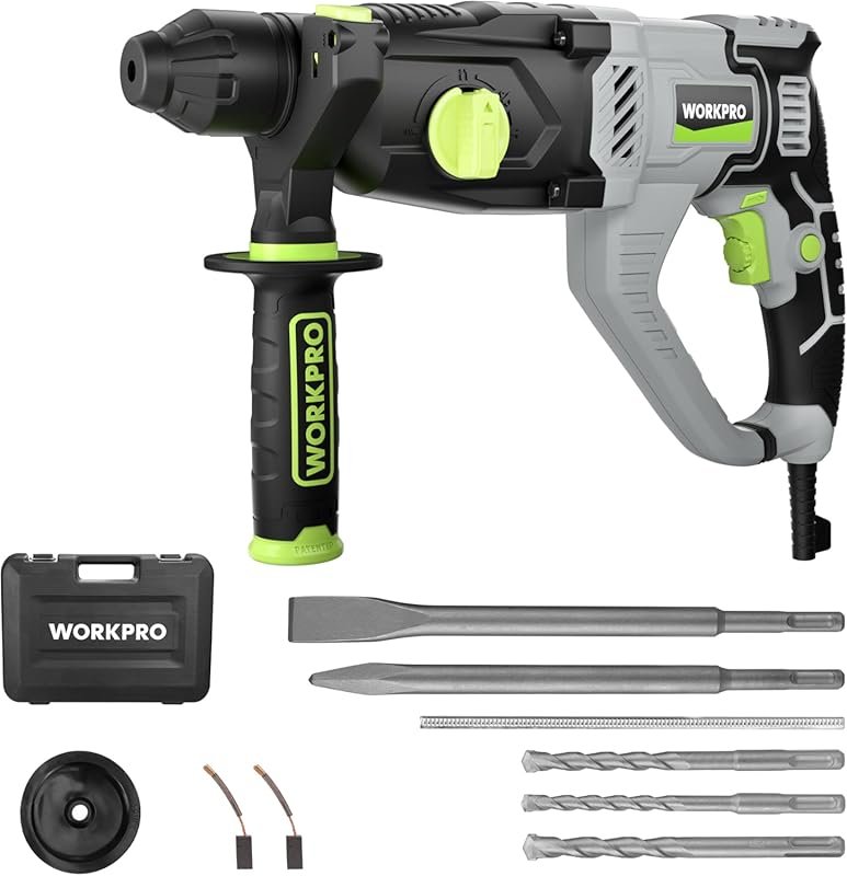 Workpro 1-1/4 Inch 7.5 Amp SDS-Plus Lightweight Corded Rotary Hammer D