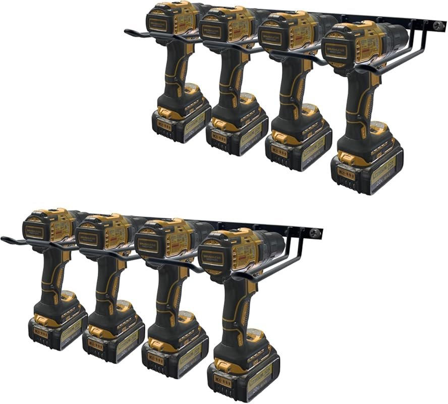 2 Pack 80lb Heavy Duty Drill Holder Wall Mount with 4 Cordless Shelves