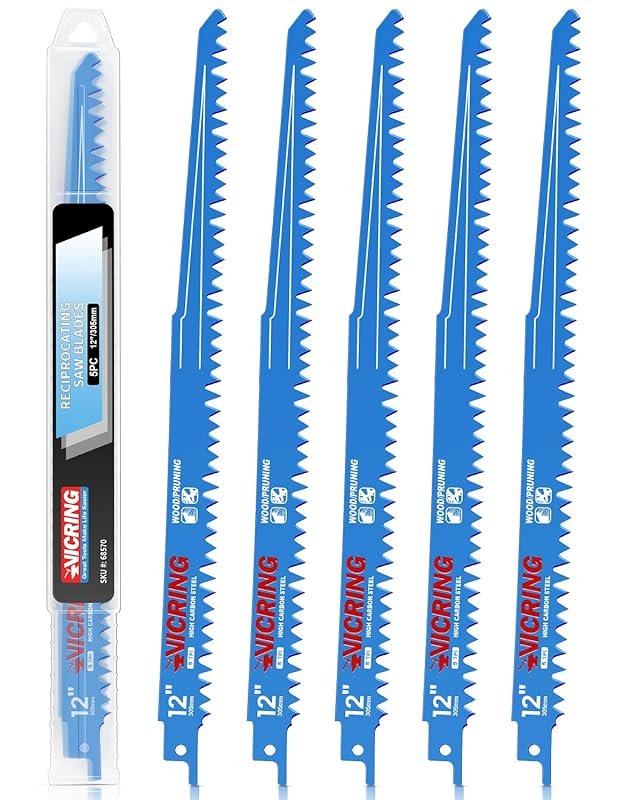 12-Inch Reciprocating Saw Blades for Wood Cutting and Pruning, 5 TPI H