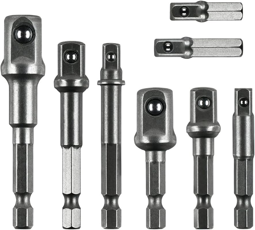 8-Piece Impact Grade Hex Shank Drill Bit Adapter Set for Cordless Dril