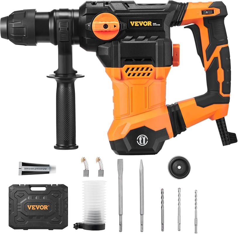 VEVOR 1-1/4 Inch SDS-Plus Rotary Hammer Drill, 13 Amp Heavy Duty Chipp