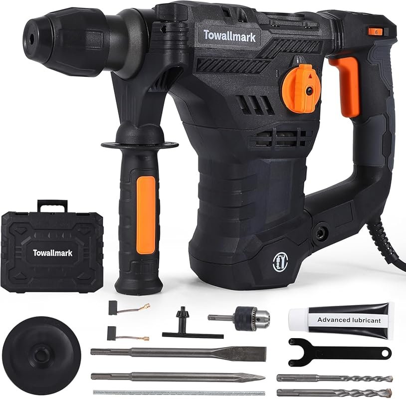 Upgraded 12.3 Amp 1-1/4 Inch SDS-Plus 4-in-1 Heavy Duty Rotary Hammer