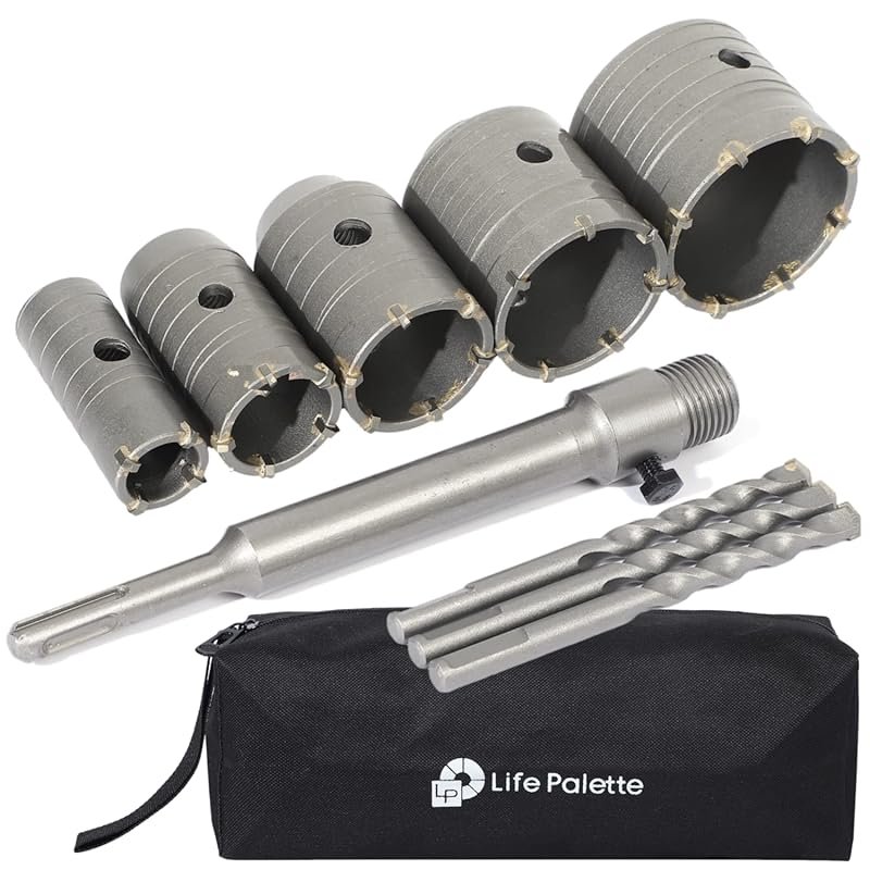 Life Palette 5-Piece Concrete Hole Saw Kit for SDS Plus Hammer Drills