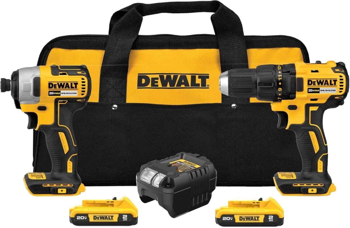 DEWALT 20V MAX Cordless Brushless Drill and Impact Driver Combo Kit wi