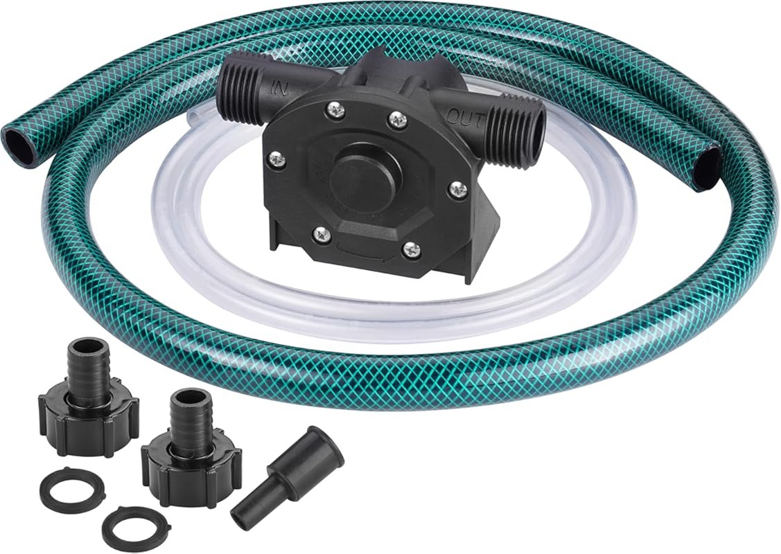 Self-Priming Mini Hand Water & Oil Transfer Drill Pump Kit, Includes B