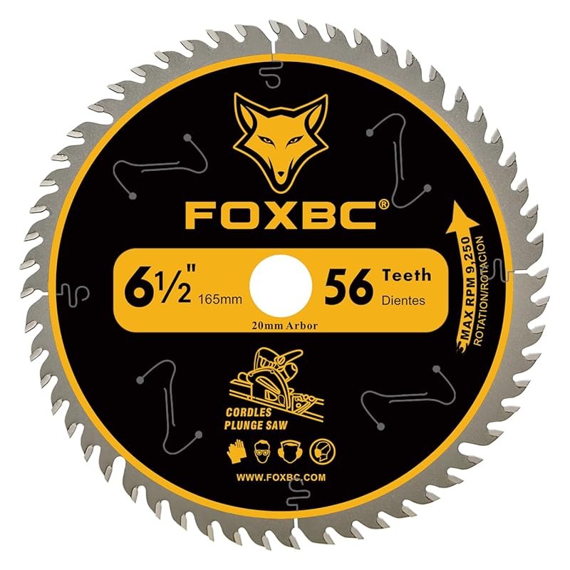 FOXBC 6-1/2" 56T Carbide Track Saw Blade, Compatible with Makita B-073