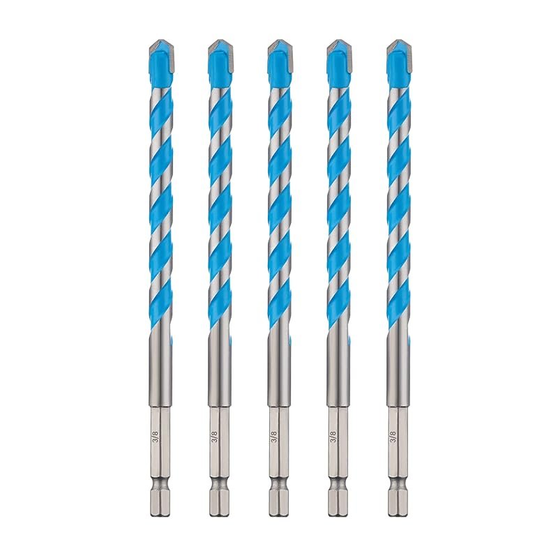 toolant 5-Piece 3/8 Inch Hex Shank Concrete Drill Bit Set for Glass, T
