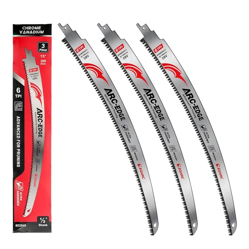 EZARC 15-Inch Japanese Teeth Reciprocating Saw Blades, 6TPI Arc Edge W
