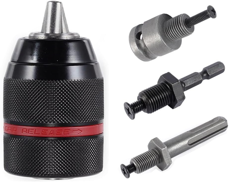 Heavy Duty 1.5-13mm Keyless Drill Chuck with SDS-Plus, Hex, and Square