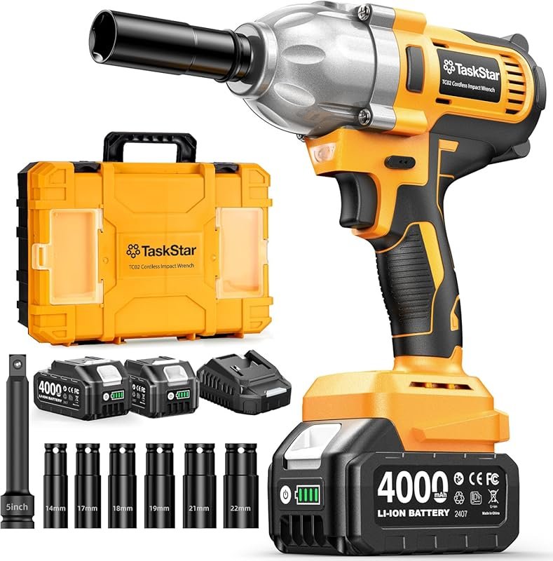 Cordless Impact Wrench 1/2 Inch, 1200N·m Torque, 21V Electric Driver,