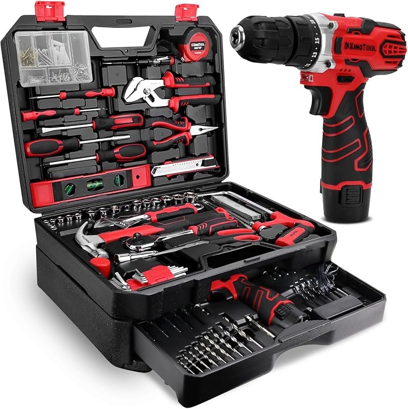 KingTool 276-Piece 12V Cordless Drill Set with Toolbox Storage, for Ho