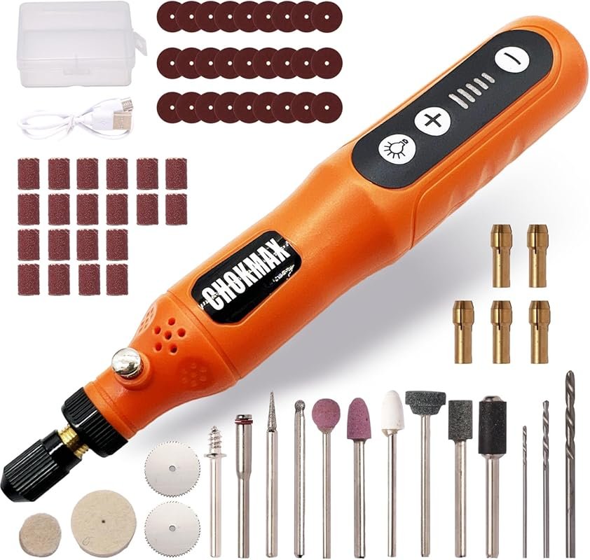 Mini Cordless Rotary Tool with 72 Accessories, 5-Speed Control, Front 